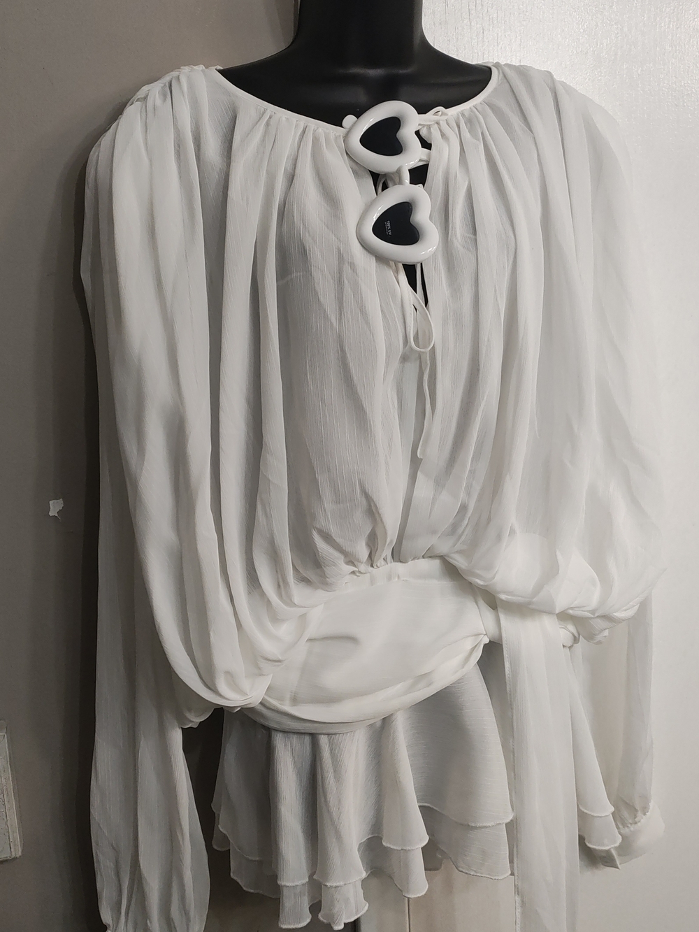 Lioness White Sheer  💨🌬️Elements Mini Dress 💭 Moonlight 🌙with Front Tie
